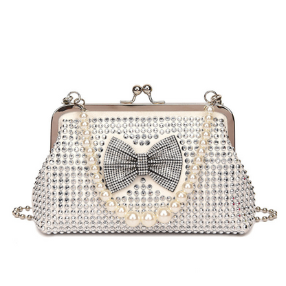 White Pearlbow Crossbody Pouch