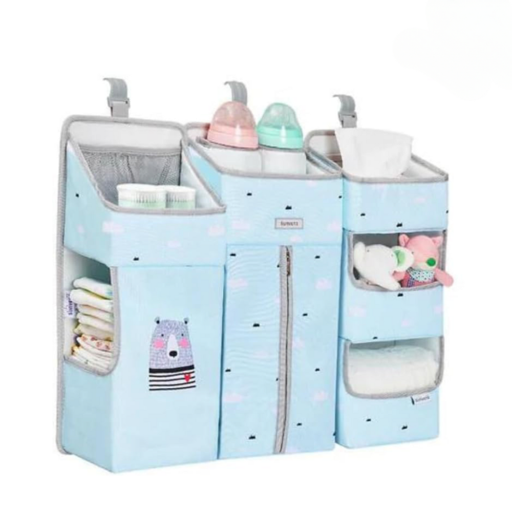 Blue Bedside Crib Organizer