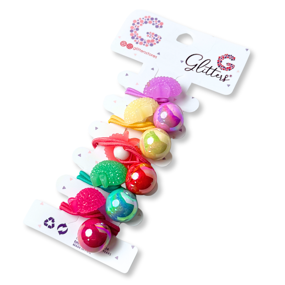 Rainbow Cherry Beads Hair tie Set