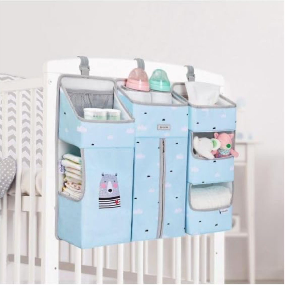 Blue Bedside Crib Organizer