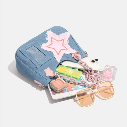 Star Patch Denim Crossbody bag