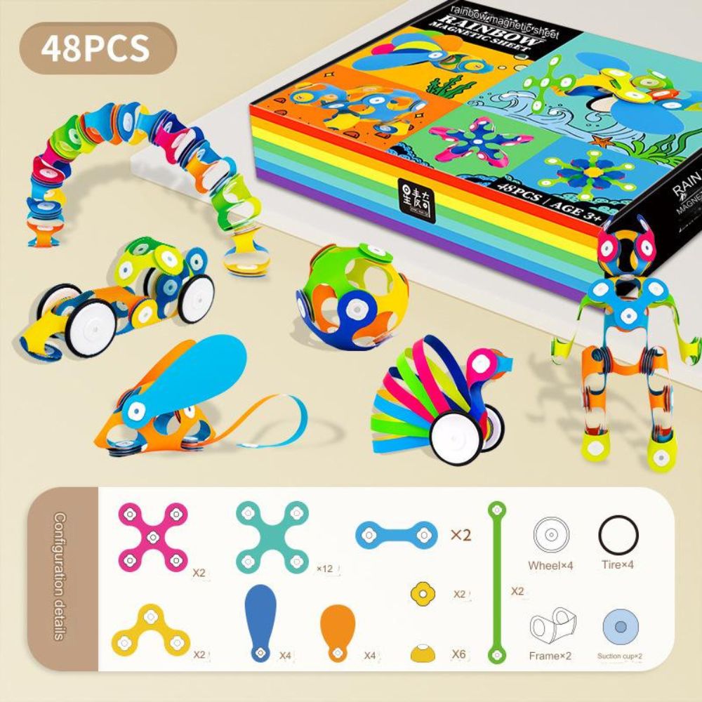 48pcs Rainbow Magnetic Toys