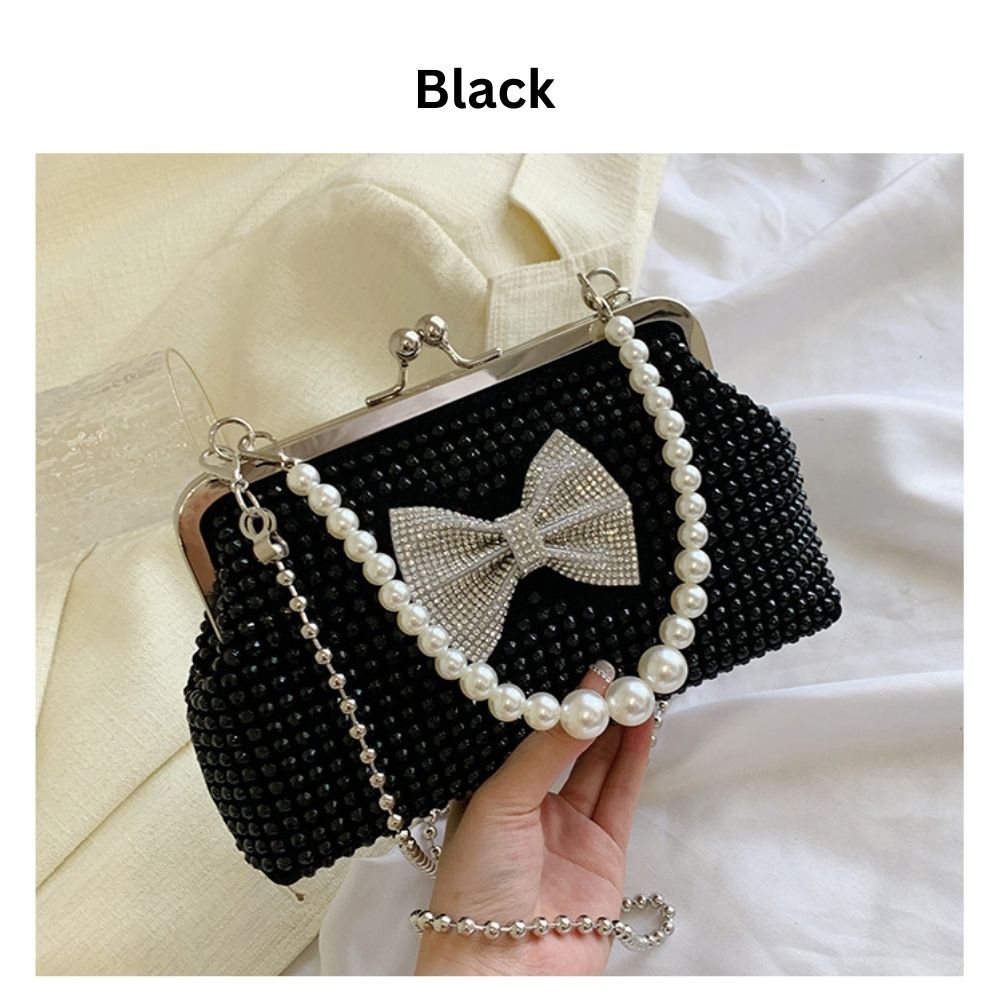 Black Pearlbow Crossbody Pouch