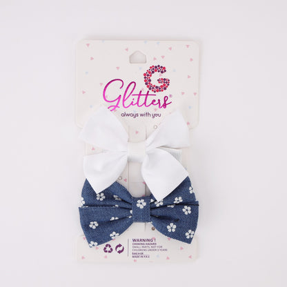 Denim Duo Bow Clips