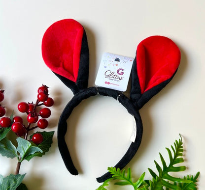 Red and Black Bunny Ear Headband